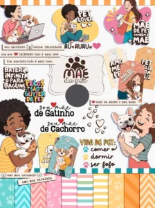 Kit Digital Dia das Mães com Pets - PNG Exclusivo
