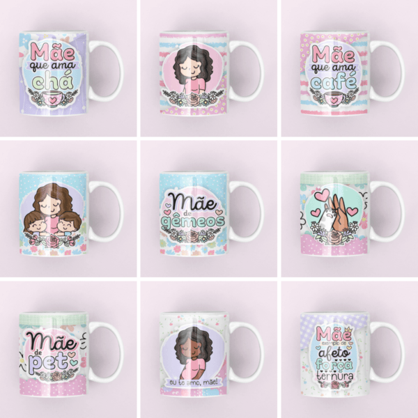 Kit Digital Dia das Mães Frases Ilustrações e Mimos PNG