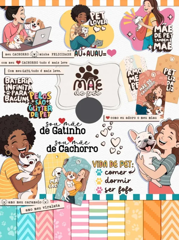 Kit Digital Dia das Mães Pet Lovers em PNG