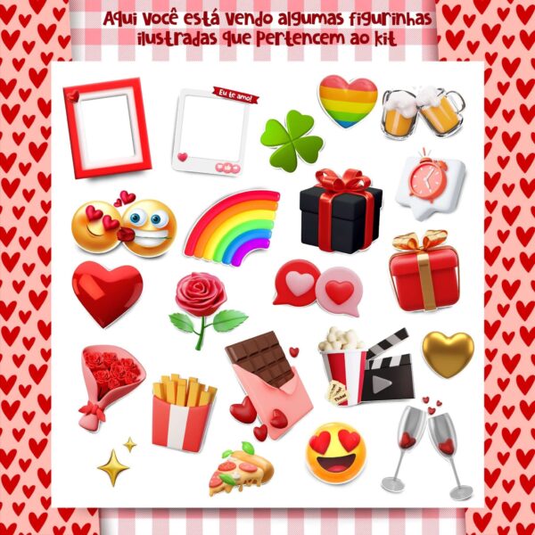 Kit Digital Dia dos Namorados Frases Ilustrações Arte Caneca
