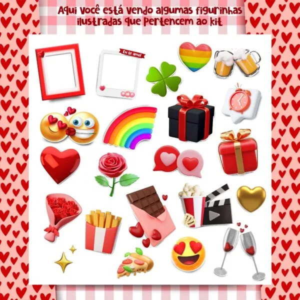 Kit Digital Dia dos Namorados Frases Ilustrações Arte Caneca