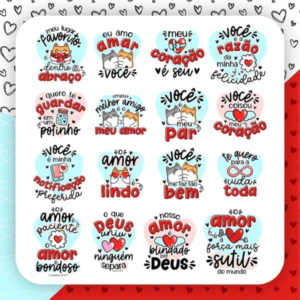 Kit Digital Dia dos Namorados Ilustrações Frases e Mimos