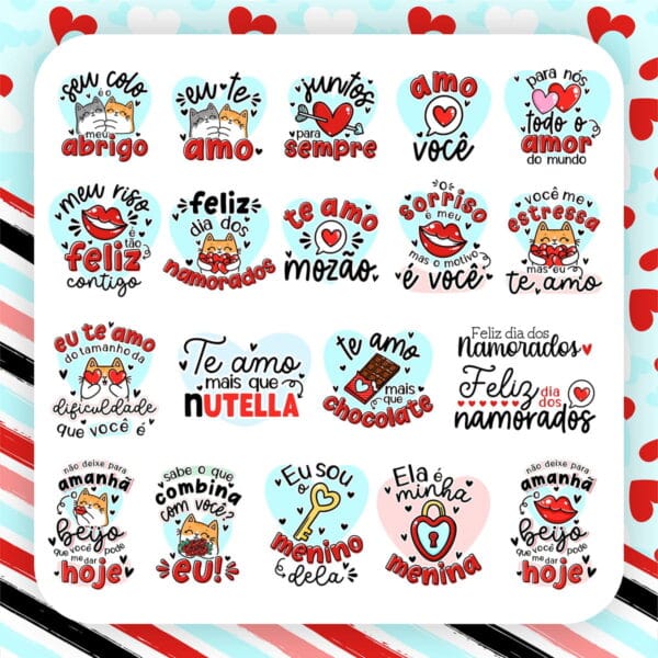 Kit Digital Dia dos Namorados Ilustrações Frases e Mimos