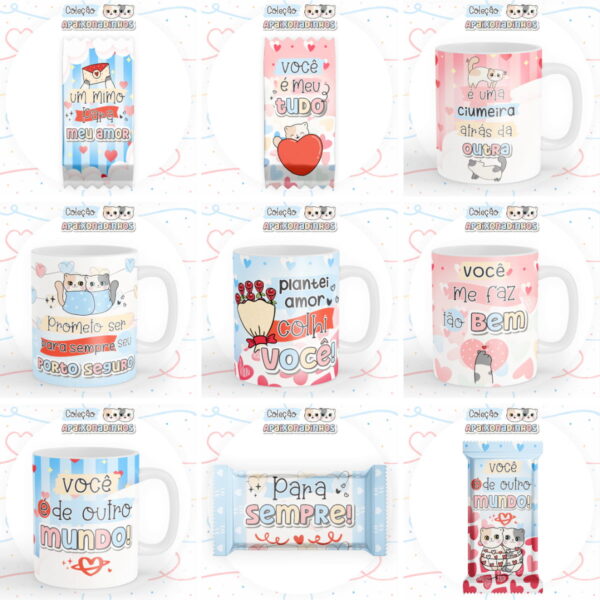 Kit Digital Dia dos Namorados Ilustrações Lettering e Mimos