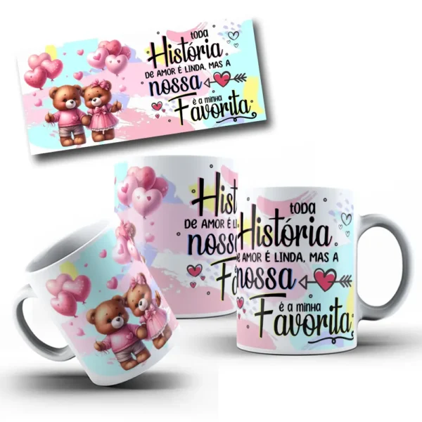 Kit Digital Dia dos Namorados - Ursinhos para Canecas
