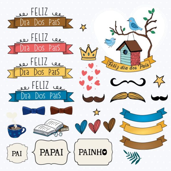Kit Digital Dia dos Pais Cliparts Png Ilustrações e Fundos