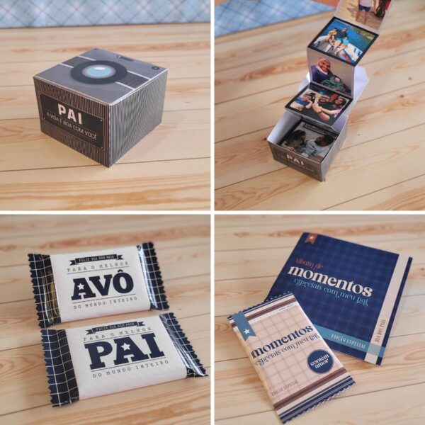 Kit Digital Dia dos Pais Mimos Personalizados Caixas Sacola