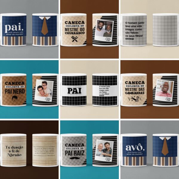 Kit Digital Dia dos Pais Mimos Personalizados Caixas Sacola