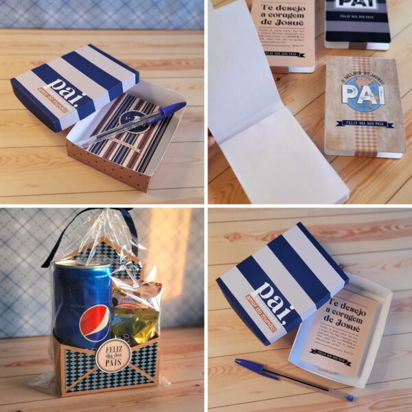 Kit Digital Dia dos Pais Mimos Personalizados Caixas Sacola