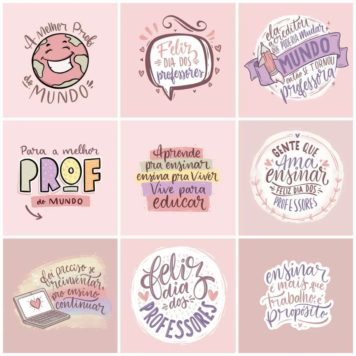 Kit Digital Dia dos Professores Canecas Ilustrações Frases 3 Kit Digital Dia dos Professores Canecas Ilustrações Frases