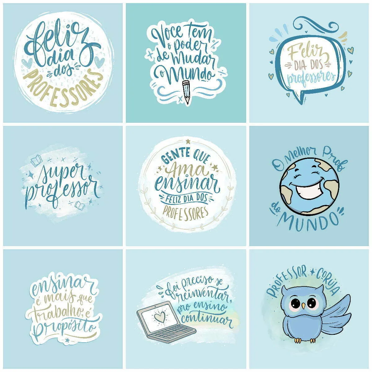 Kit Digital Dia dos Professores Canecas Ilustrações Frases 4 Kit Digital Dia dos Professores Canecas Ilustrações Frases