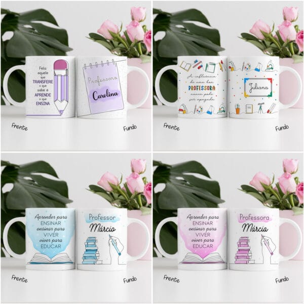 Kit Digital Dia dos Professores em Linhas Artes Canecas