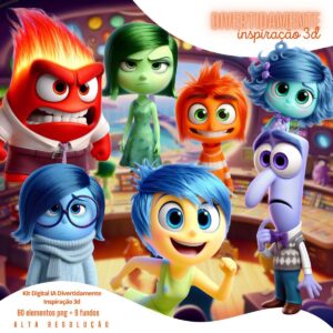 Kit Digital Divertida-Mente 2 Png Ilustrações Filme Pixar 3D