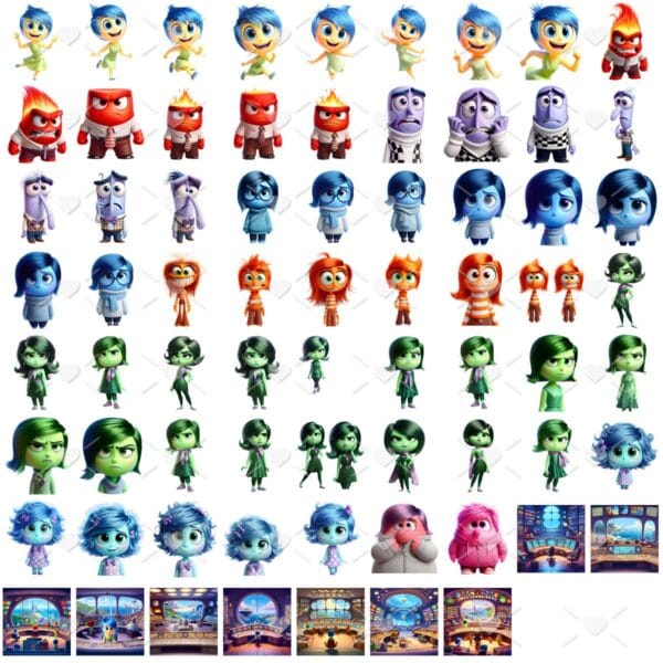 Kit Digital Divertida-Mente 2 Png Ilustrações Filme Pixar 3D