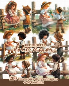 Kit Digital Doce Amor para Scrapbooking e DIY