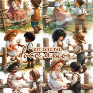 Kit Digital Doce Amor para Scrapbooking e DIY