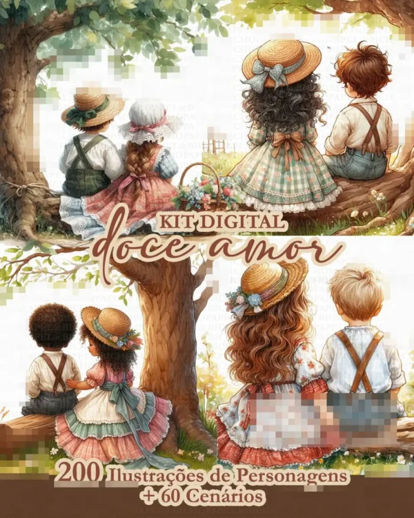 Kit Digital Doce Amor para Scrapbooking e DIY