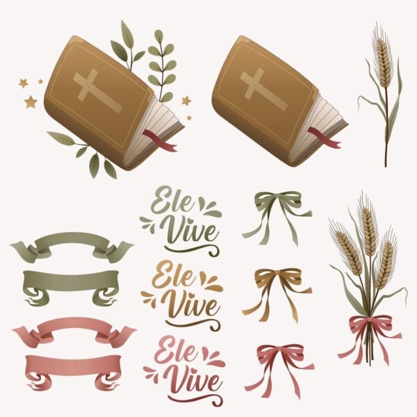 Kit Digital Ele Vive Páscoa Cristã Frases E Ilustrações Png
