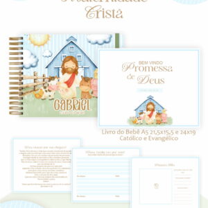 Kit Digital Encadernação Bebê Menino Fazendinha com Jesus