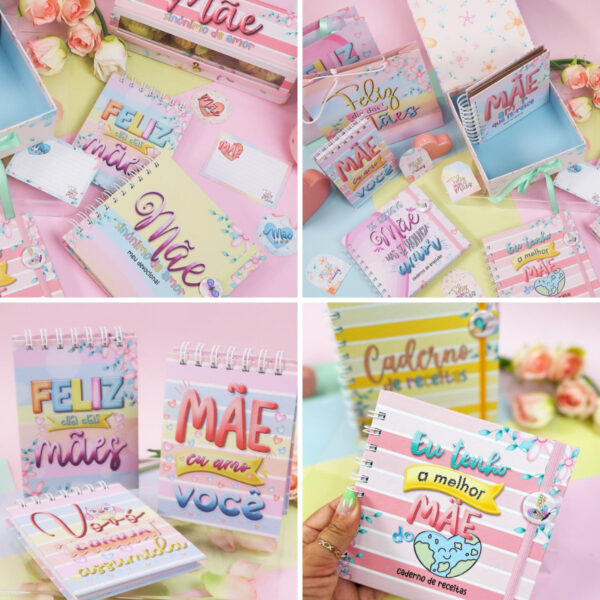 Kit Digital + Encadernação Dia das Mães Caderno Bloquinho