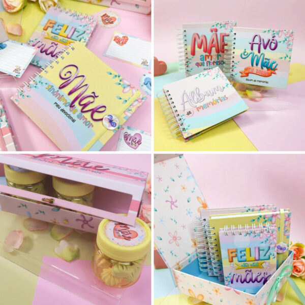 Kit Digital + Encadernação Dia das Mães Caderno Bloquinho