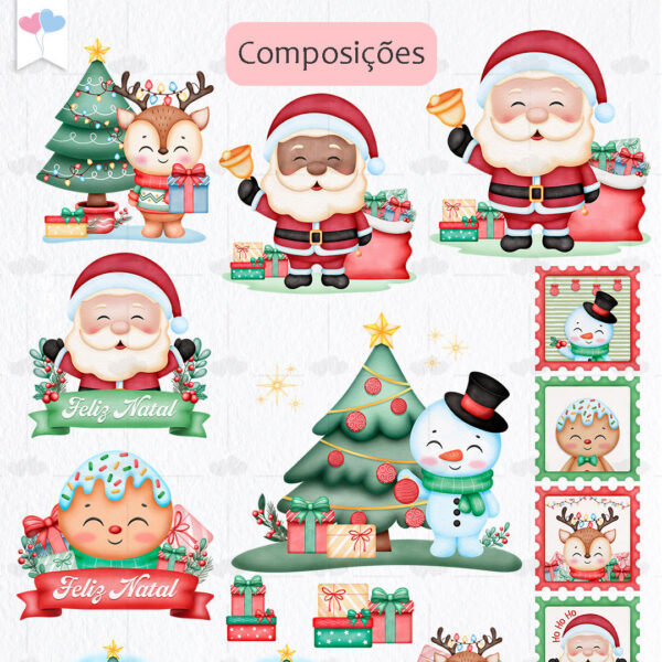 Kit Digital Feliz Natal Ilustrações e Artes Natalinas em Png