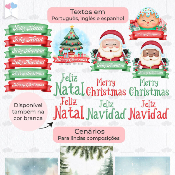 Kit Digital Feliz Natal Ilustrações e Artes Natalinas em Png