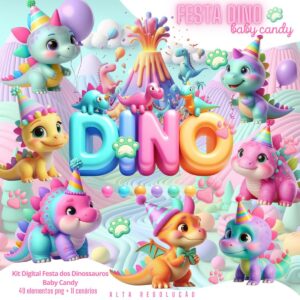 Kit Digital Festa dos Dinos Baby Candy Imagens Fofas Png