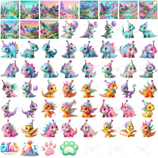 Kit Digital Festa dos Dinos Baby Candy Imagens Fofas Png