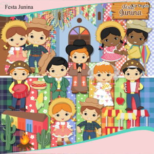 Kit Digital Festa Junina - Elementos e Papéis