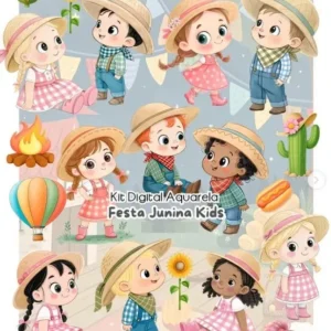 Kit Digital Festa Junina Kids - Arquivos PNG Criativos