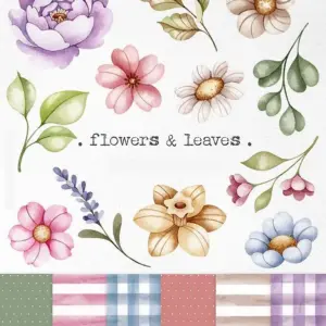 Kit Digital Flores E Folhas Png Para Scrapbooking E Sublimacao