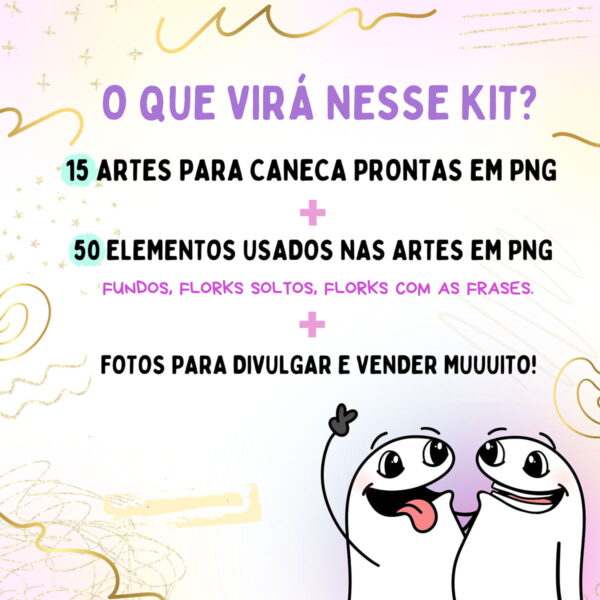 Kit Digital Flork Amigas Sublimação Caneca Frases Engraçadas