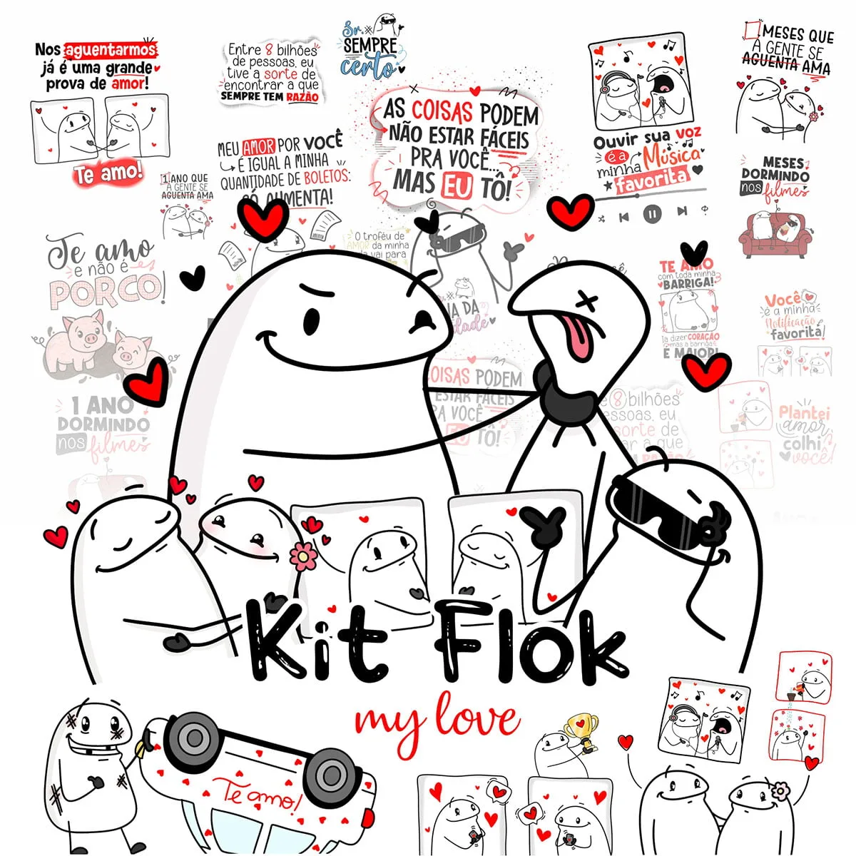 Kit Digital Flork Namorados My Love Frases Engraçadas Png