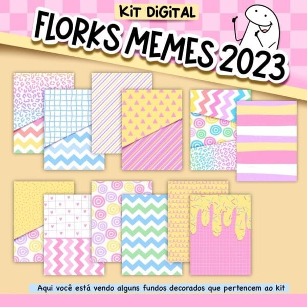 Kit Digital Florks Memes 2023 Caneca Tags Balinha Bloquinhos