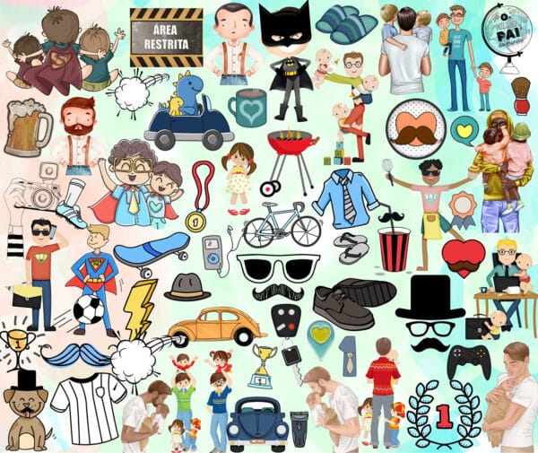 Kit Digital Frases Dia dos Pais Png Fundo Transparente