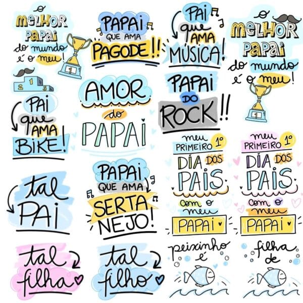 Kit Digital Frases Lettering Dia dos Pais Super Pai Paizão