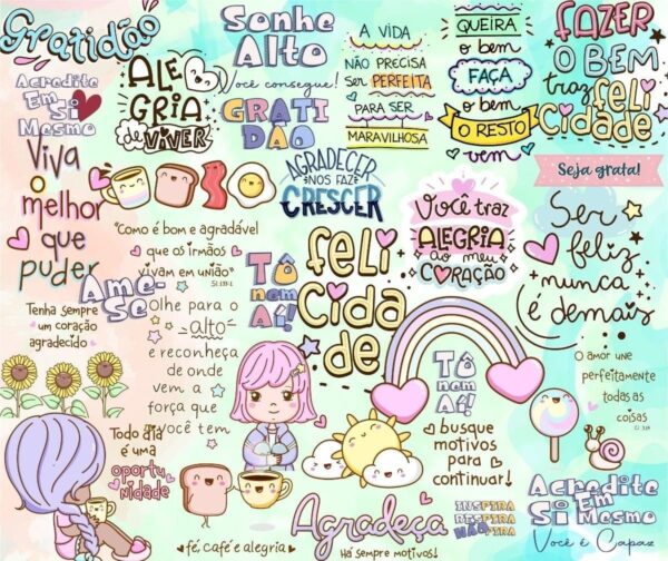 Kit Digital Frases Motivacionais Força Superação Lettering