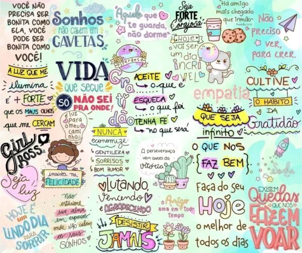 Kit Digital Frases Motivacionais Força Superação Lettering