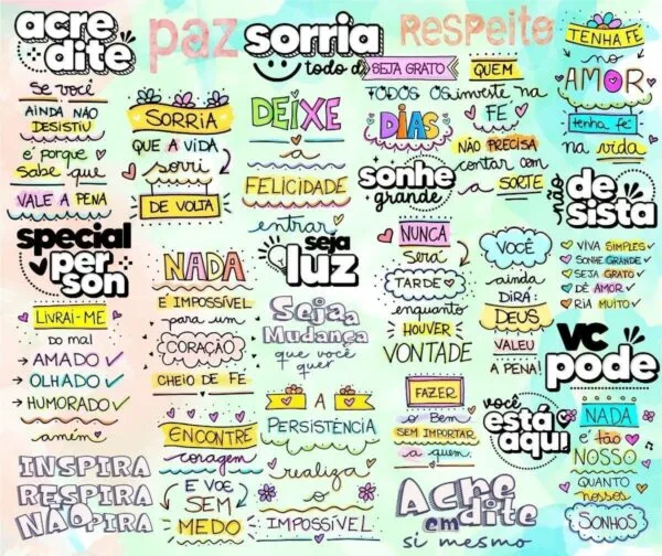 Kit Digital Frases Motivacionais Força Superação Lettering