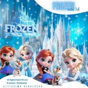 Kit Digital Frozen Png Ilustrações Cliparts 3D Mascotinha