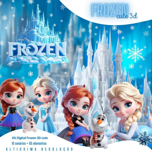 Kit Digital Frozen Png Ilustrações Cliparts 3D Mascotinha