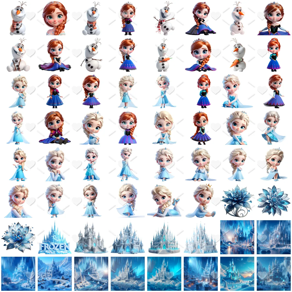 Kit Digital Frozen Png Ilustrações Cliparts 3D Mascotinha