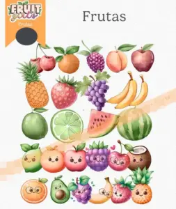 Kit Digital Frutas Aquarela Frutinhas PNG