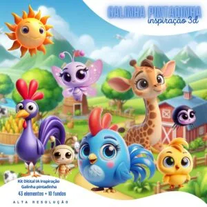 kit digital galinha pintadinha baby png ilustracoes 3d fofo 2