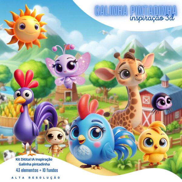 Kit Digital Galinha Pintadinha Baby Png Ilustrações 3D Fofo