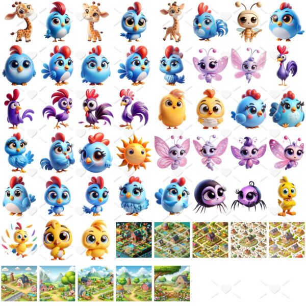 Kit Digital Galinha Pintadinha Baby Png Ilustrações 3D Fofo - Imagem 2