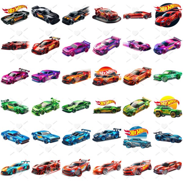 Kit Digital Hot Wheels Cliparts 3D Imagens Png Sem Fundo