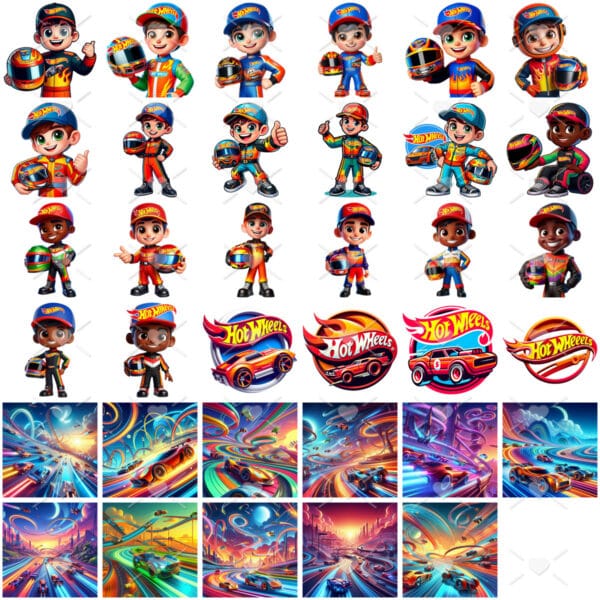 Kit Digital Hot Wheels Cliparts 3D Imagens Png Sem Fundo