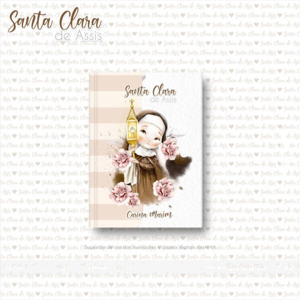 Kit Digital Ilustrações Santa Clara de Assis Santinhos Png
